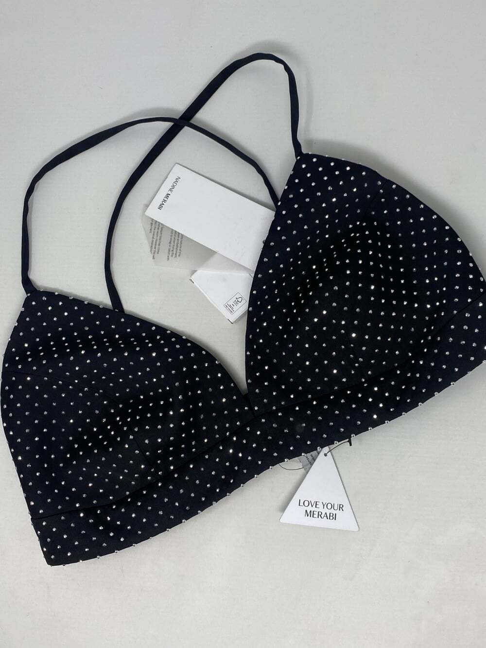 Nadine Merabi Kira Black Studded Bralette Medium NWT